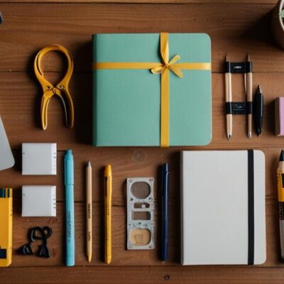 flat-lay-school-supplies_- promotional gifts dubai