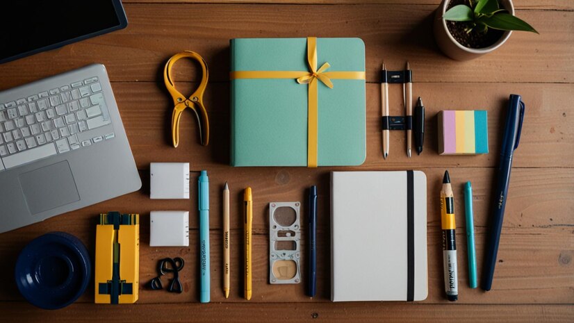 flat-lay-school-supplies_- promotional gifts dubai