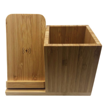 Bamboo Pen Holder with Wireless Charger