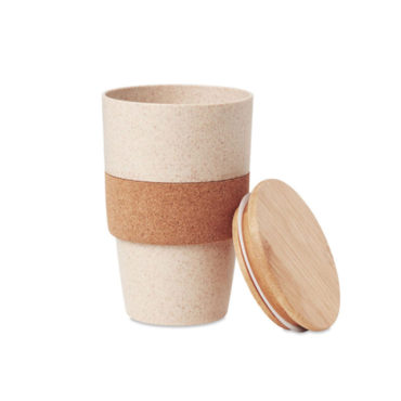Eco-Friendly Wheat Straw Cups with Bamboo Lid