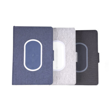 Charge Note A5 Linen Wireless Charger Notebook, an office desk accessories that keeps your notes organized while charging your devices effortlessly.