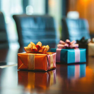 corporate-gifts-displayed-boardroom-table-business-meeting_- corporate gifts supplier--personalised cups and mugs