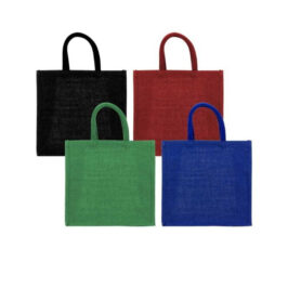 PureSquare Reusable Square Jute Bags with Cotton Handle